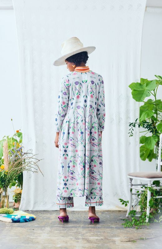 Flower Ornament Jersey Dress