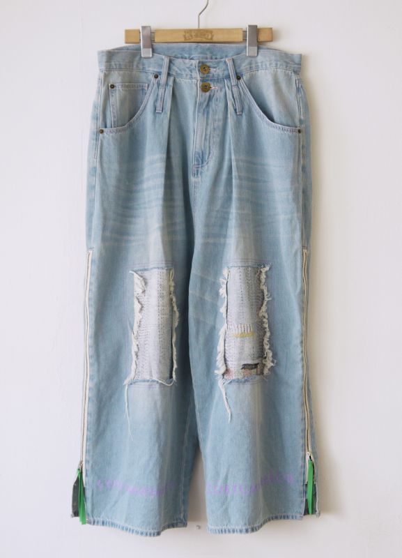 Zipper slit remake denim