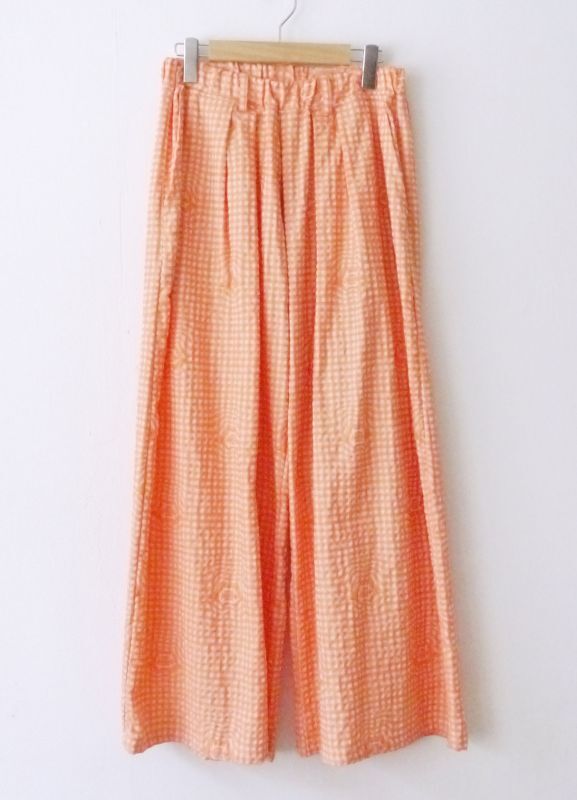 Gingham baggy pants