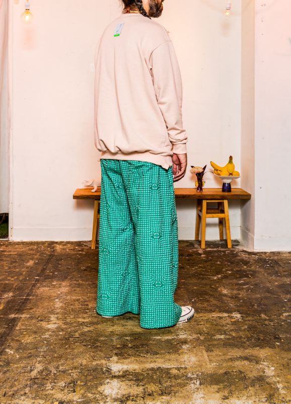 Gingham baggy pants
